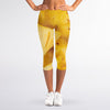 Yellow Pineapple Pieces Print Women's Capri Leggings