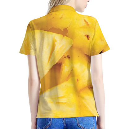 Yellow Pineapple Pieces Print Women's Polo Shirt