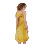 Yellow Pineapple Pieces Print Women's Sleeveless Dress