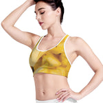 Yellow Pineapple Pieces Print Women's Sports Bra