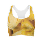 Yellow Pineapple Pieces Print Women's Sports Bra