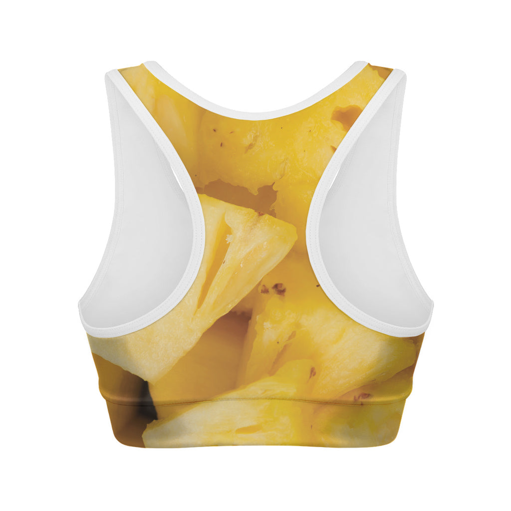 Yellow Pineapple Pieces Print Women's Sports Bra