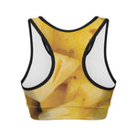Yellow Pineapple Pieces Print Women's Sports Bra