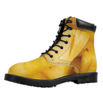 Yellow Pineapple Pieces Print Work Boots