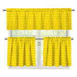 Yellow Plastic Building Blocks Print 3 Piece Kitchen Curtains