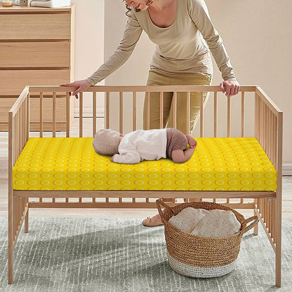Yellow Plastic Building Blocks Print Baby Crib Sheet