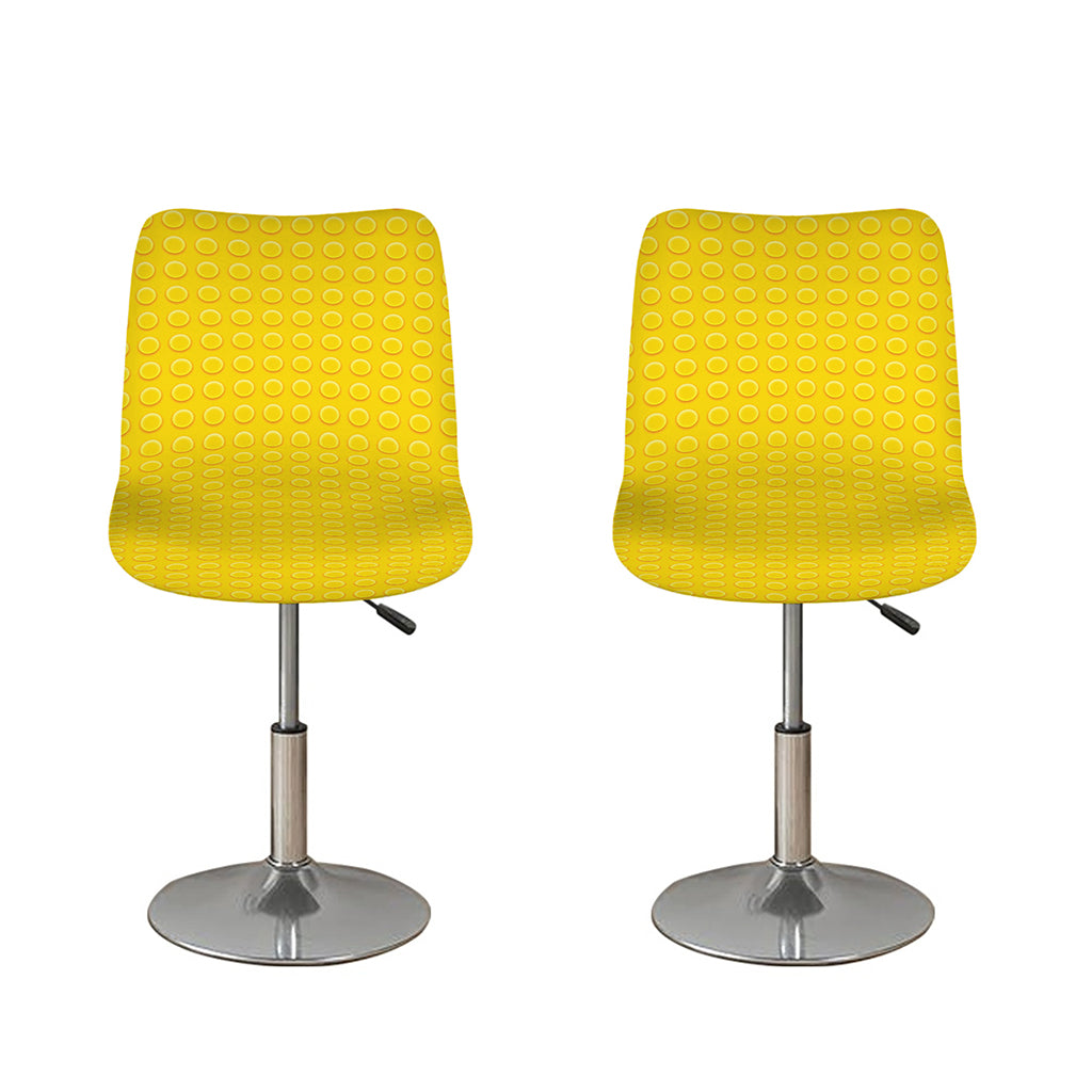 Yellow Plastic Building Blocks Print Bar Stool Covers