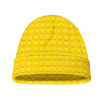 Yellow Plastic Building Blocks Print Beanie
