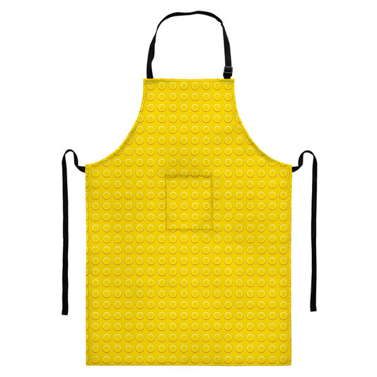 Yellow Plastic Building Blocks Print Bib Apron With Pocket