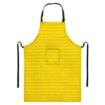 Yellow Plastic Building Blocks Print Bib Apron With Pocket