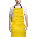 Yellow Plastic Building Blocks Print Bib Apron With Pocket