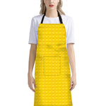 Yellow Plastic Building Blocks Print Bib Apron With Pocket
