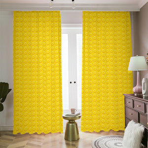 Yellow Plastic Building Blocks Print Blackout Pencil Pleat Curtains