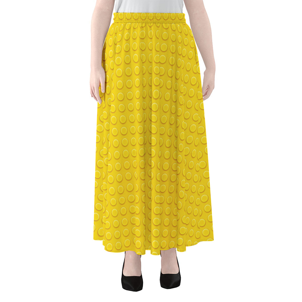 Yellow Plastic Building Blocks Print Chiffon Maxi Skirt