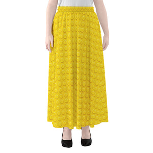 Yellow Plastic Building Blocks Print Chiffon Maxi Skirt