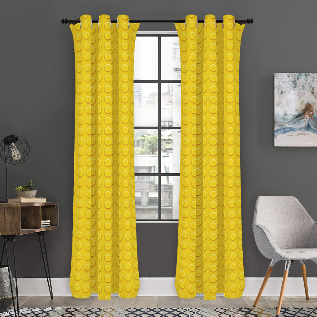 Yellow Plastic Building Blocks Print Curtain