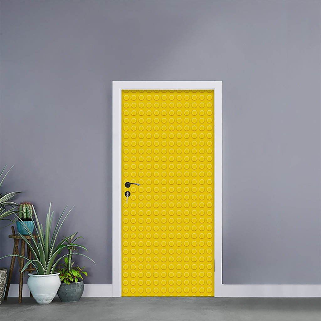 Yellow Plastic Building Blocks Print Door Sticker