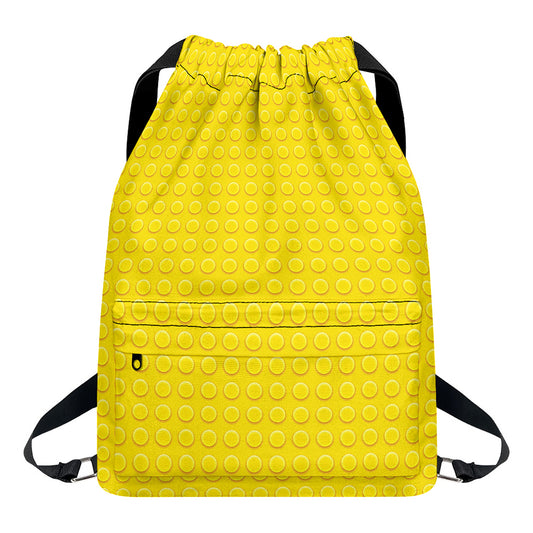 Yellow Plastic Building Blocks Print Drawstring Backpack