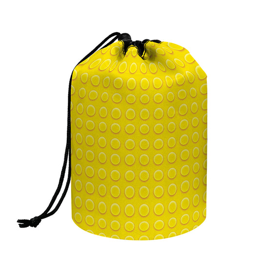 Yellow Plastic Building Blocks Print Drawstring Makeup Bag