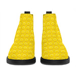 Yellow Plastic Building Blocks Print Flat Ankle Boots