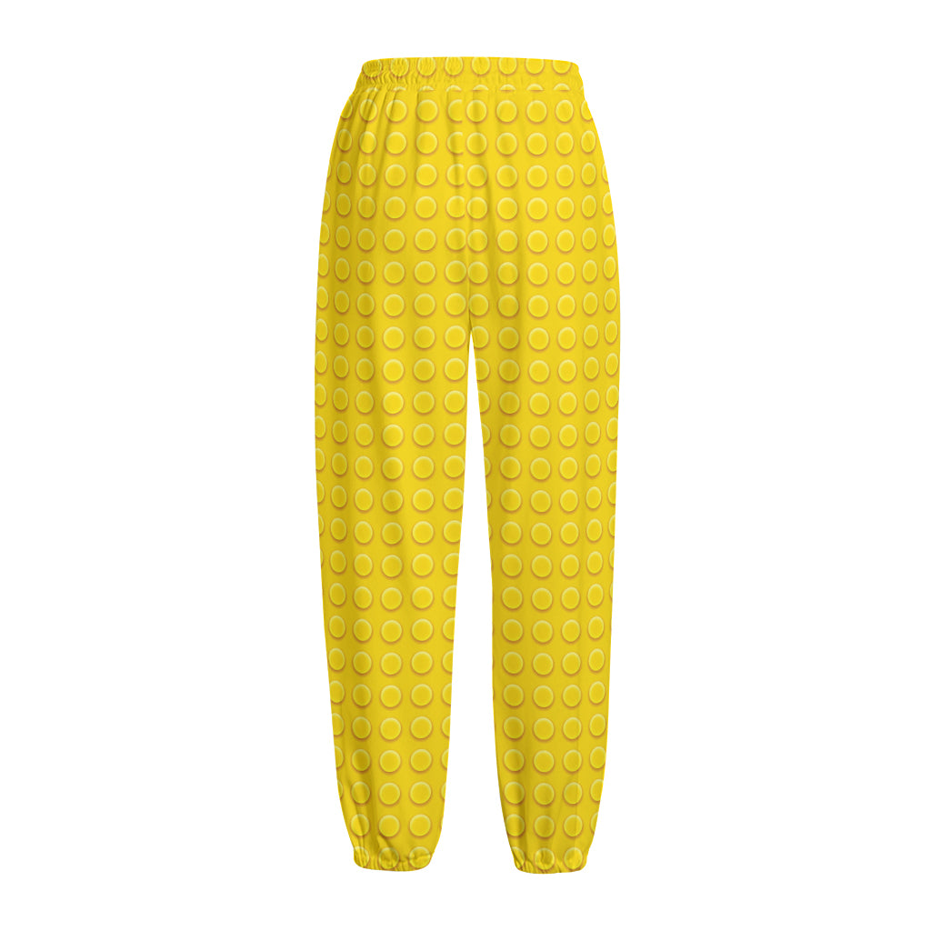 Yellow Plastic Building Blocks Print Fleece Lined Knit Pants