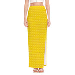 Yellow Plastic Building Blocks Print High Slit Maxi Skirt