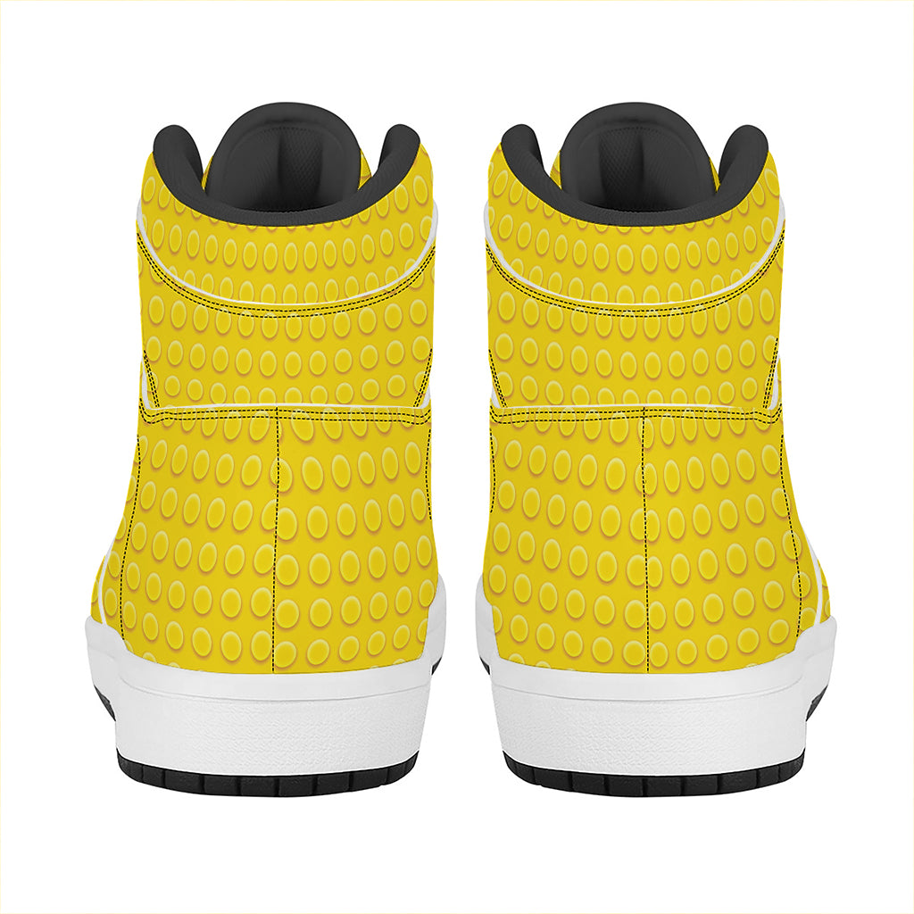 Yellow Plastic Building Blocks Print High Top Leather Sneakers