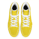 Yellow Plastic Building Blocks Print High Top Leather Sneakers