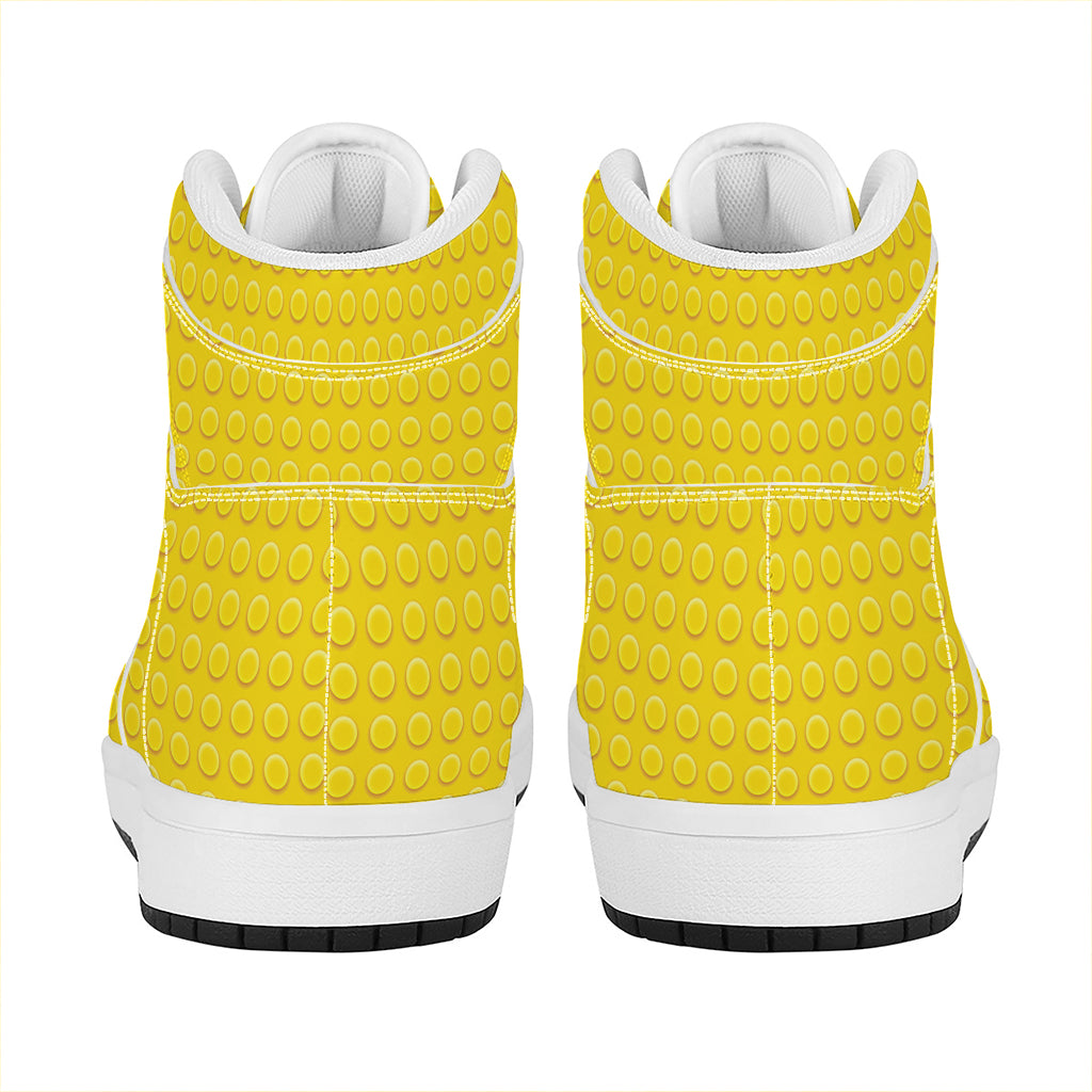 Yellow Plastic Building Blocks Print High Top Leather Sneakers