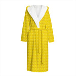 Yellow Plastic Building Blocks Print Hooded Bathrobe