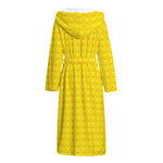 Yellow Plastic Building Blocks Print Hooded Bathrobe