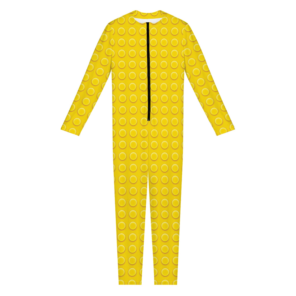 Yellow Plastic Building Blocks Print Jumpsuit