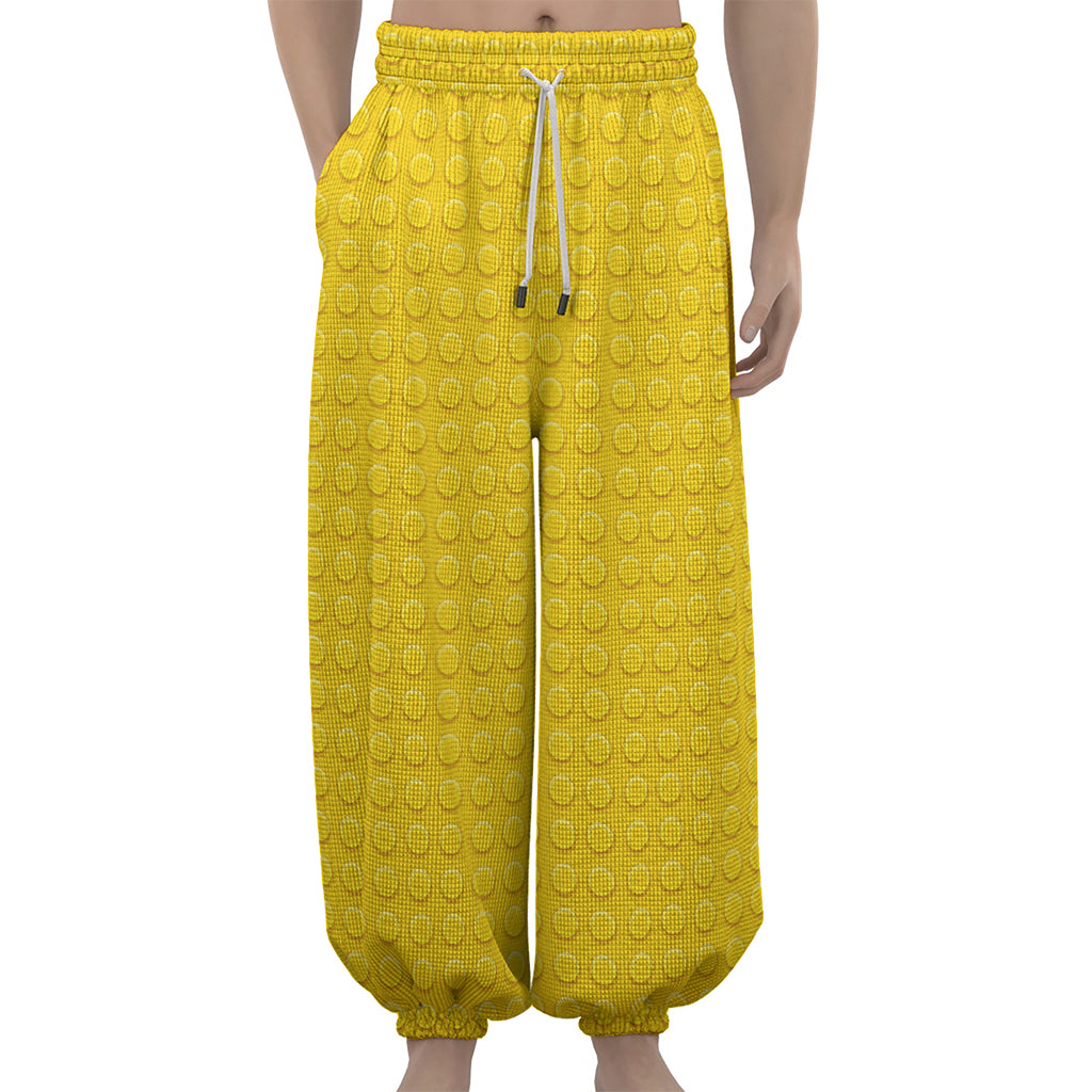 Yellow Plastic Building Blocks Print Lantern Pants