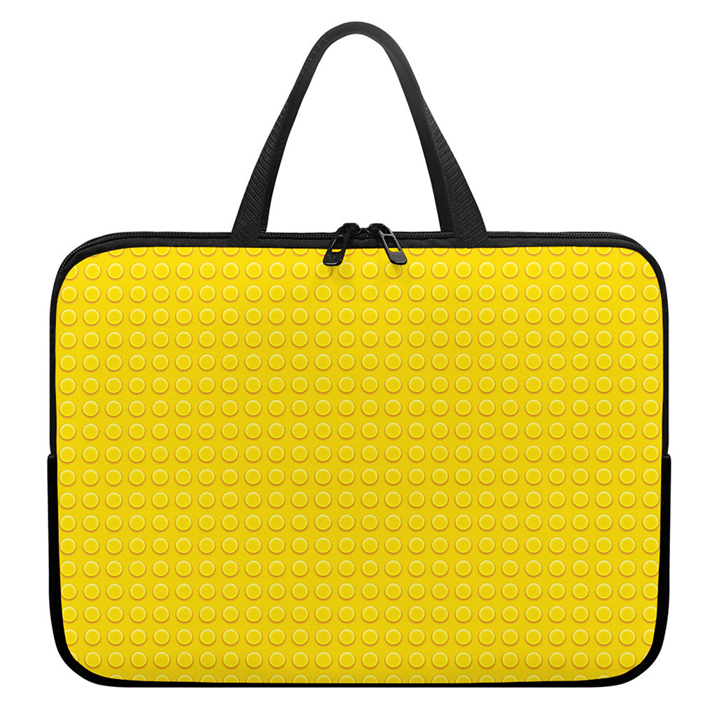 Yellow Plastic Building Blocks Print Laptop Sleeve With Handle