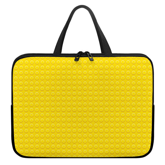 Yellow Plastic Building Blocks Print Laptop Sleeve With Handle