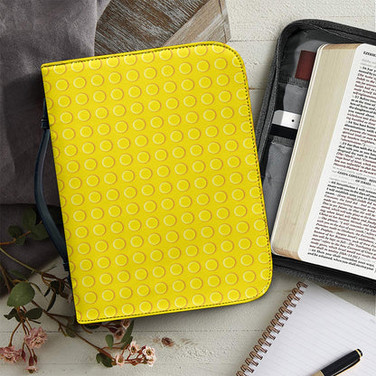 Yellow Plastic Building Blocks Print Leather Bible Cover