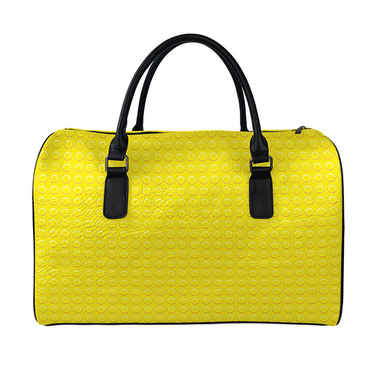 Yellow Plastic Building Blocks Print Leather Duffle Bag