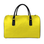 Yellow Plastic Building Blocks Print Leather Duffle Bag