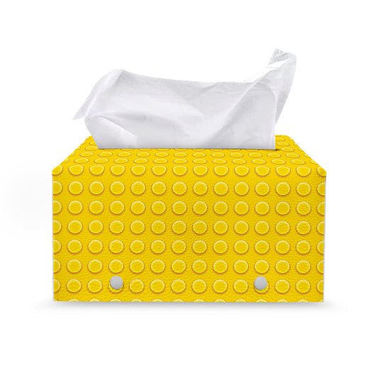 Yellow Plastic Building Blocks Print Leather Tissue Box Cover