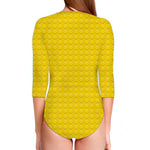 Yellow Plastic Building Blocks Print Long Sleeve Swimsuit