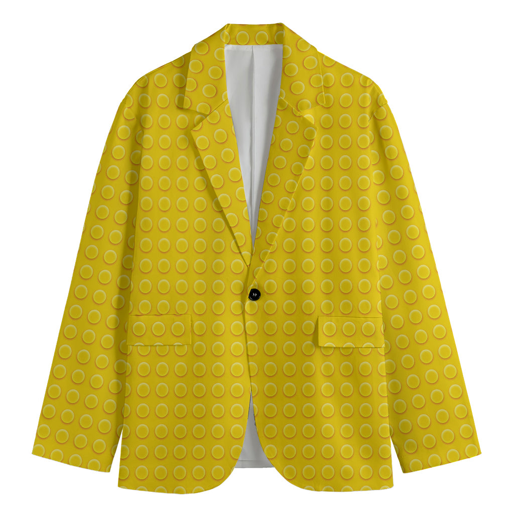 Yellow Plastic Building Blocks Print Men's Blazer