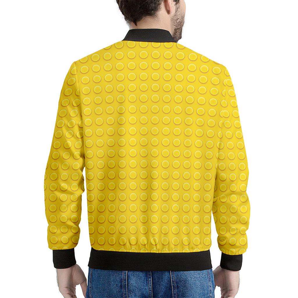 Yellow Plastic Building Blocks Print Men's Bomber Jacket