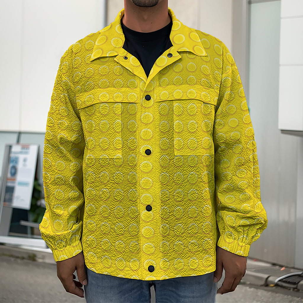 Yellow Plastic Building Blocks Print Men's Shirt Jacket