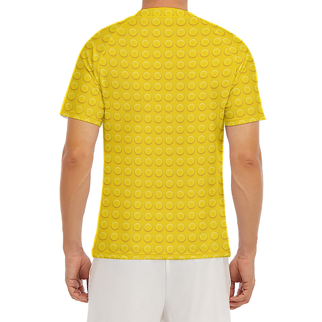 Yellow Plastic Building Blocks Print Men's Short Sleeve Rash Guard