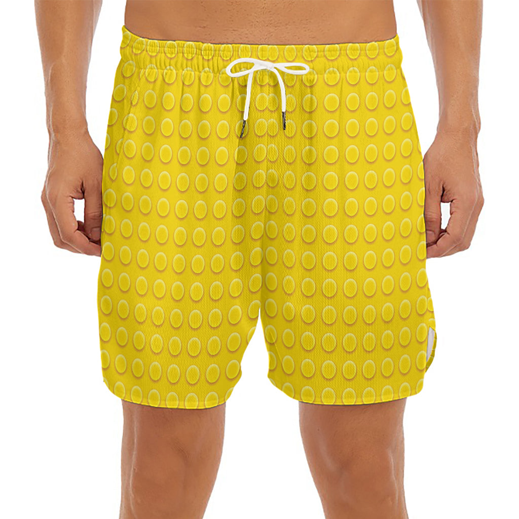 Yellow Plastic Building Blocks Print Men's Split Running Shorts