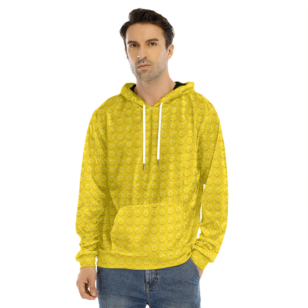 Yellow Plastic Building Blocks Print Men's Velvet Pullover Hoodie