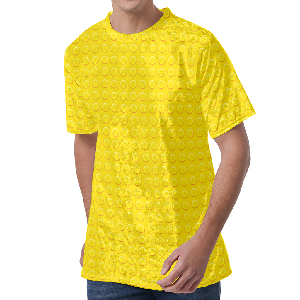 Yellow Plastic Building Blocks Print Men's Velvet T-Shirt