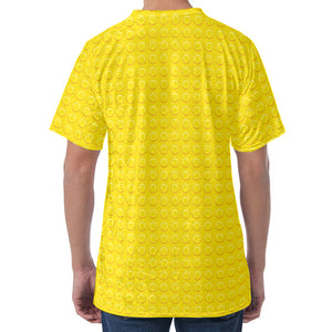 Yellow Plastic Building Blocks Print Men's Velvet T-Shirt