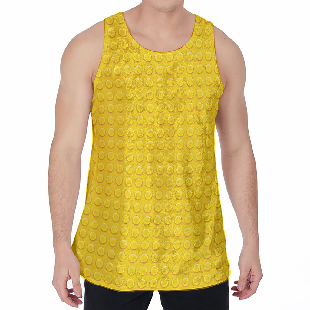 Yellow Plastic Building Blocks Print Men's Velvet Tank Top