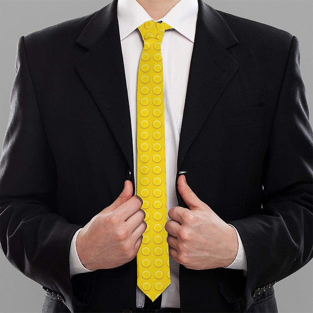 Yellow Plastic Building Blocks Print Necktie